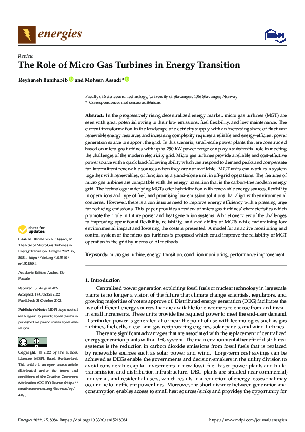 (PDF) The Role of Micro Gas Turbines in Energy Transition