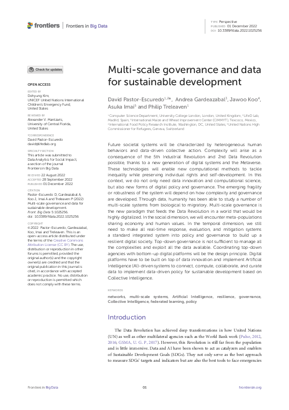 (PDF) Multi-scale governance and data for sustainable development