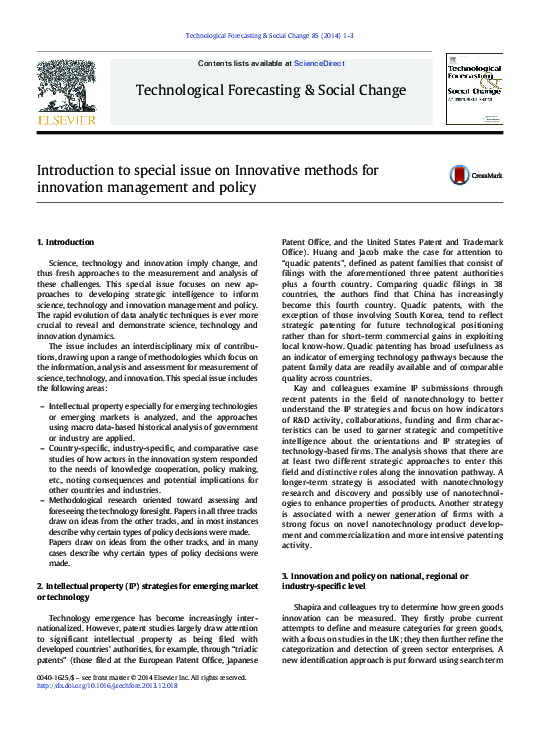 (PDF) Introduction to special issue on Innovative methods for ...