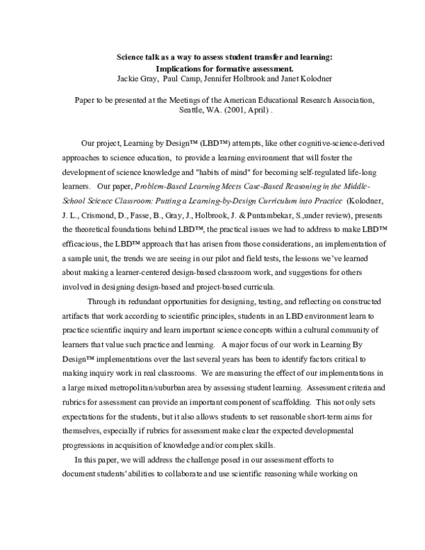 (PDF) Implications for formative assessment