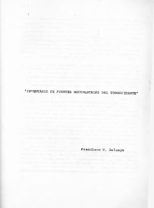 Inventario de fuentes documentales del suroccidente