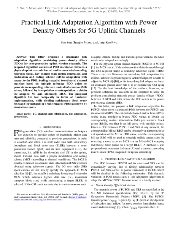 (PDF) Practical Link Adaptation Algorithm With Power Density Offsets ...