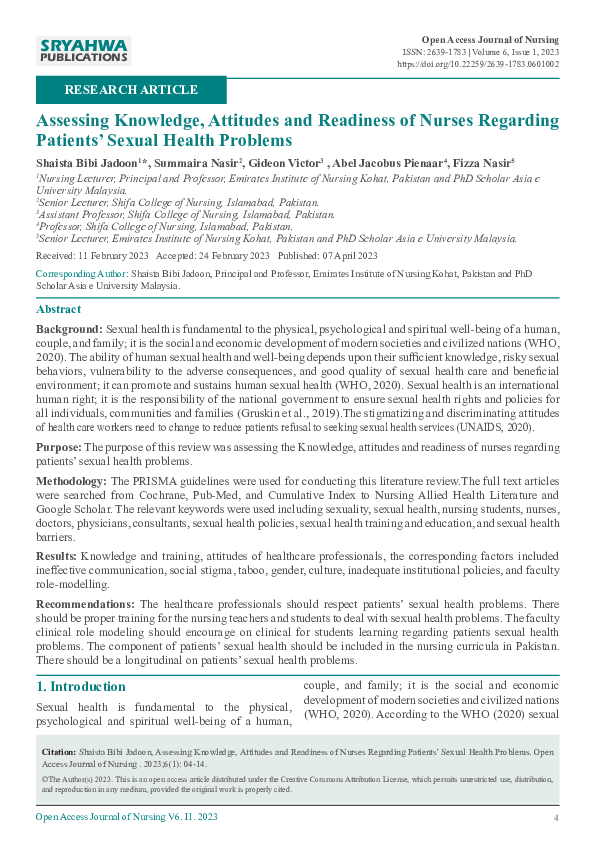 (PDF) Assessing Knowledge, Attitudes and Readiness of Nurses Regarding ...