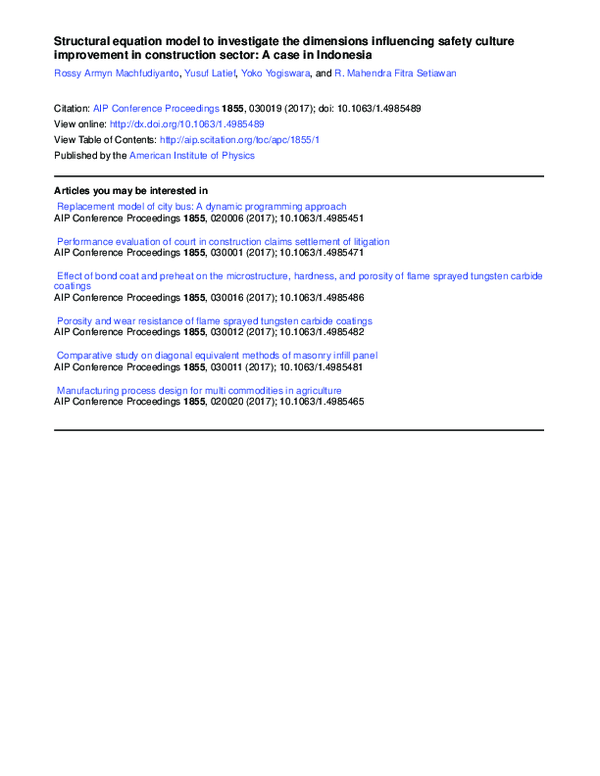 Pdf Structural Equation Model To Investigate The Dimensions