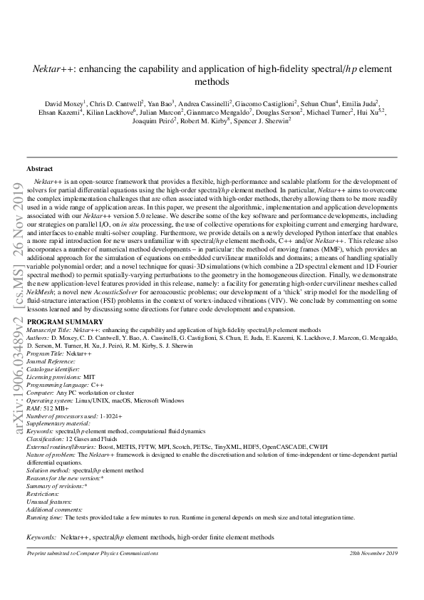 (PDF) Nektar++: Enhancing the capability and application of high ...