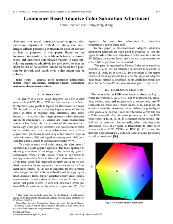 (PDF) Luminance-based adaptive color saturation adjustment