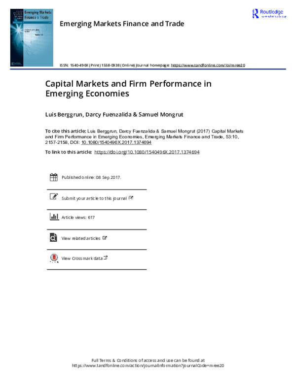 (PDF) Capital Markets and Firm Performance in Emerging Economies