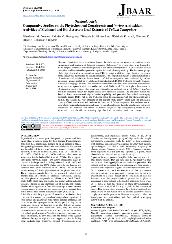 (PDF) Comparative Studies on the Phytochemical Constituents and in ...