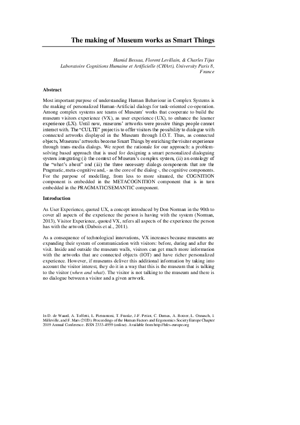(PDF) The making of Museum works as Smart Things