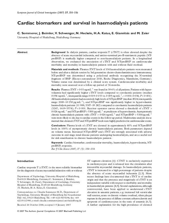 (PDF) Cardiac biomarkers and survival in haemodialysis patients