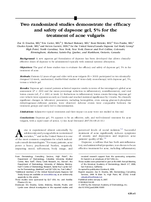 (PDF) Two randomized studies demonstrate the efficacy and safety of ...