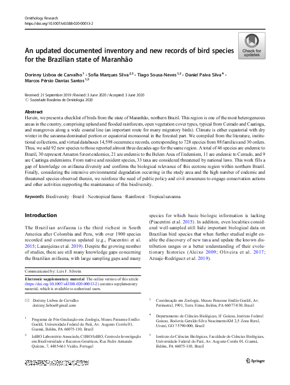 (PDF) An updated documented inventory and new records of bird species ...