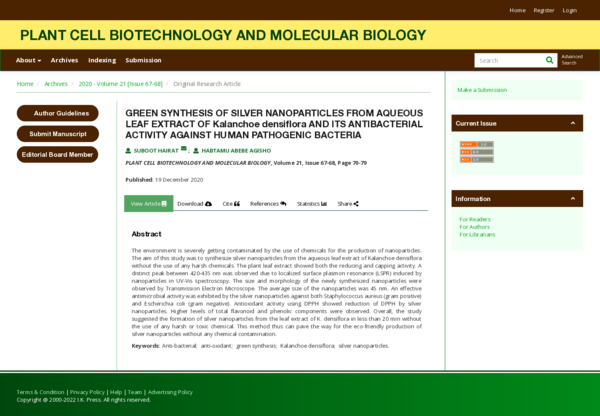 (PDF) GREEN SYNTHESIS OF SILVER NANOPARTICLES FROM AQUEOUS LEAF EXTRACT ...
