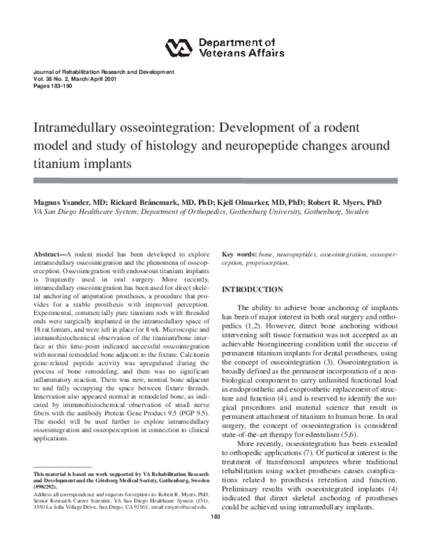 (PDF) Intramedullary osseointegration: development of a rodent model ...