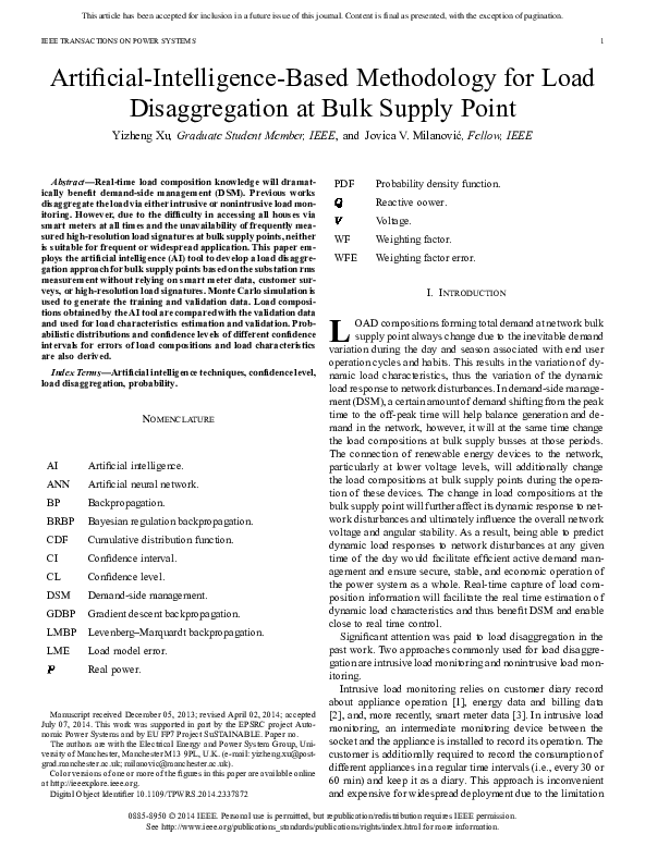 (PDF) Artificial-Intelligence-Based Methodology for Load Disaggregation ...