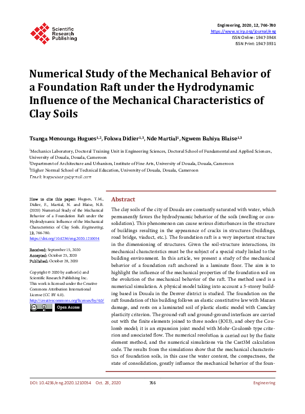 (PDF) Numerical Study of the Mechanical Behavior of a Foundation Raft ...