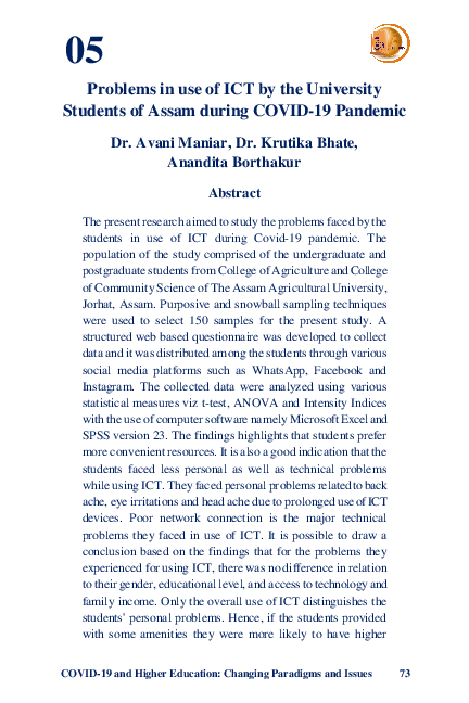 (PDF) Problems in use of ICT by the University Students of Assam during ...