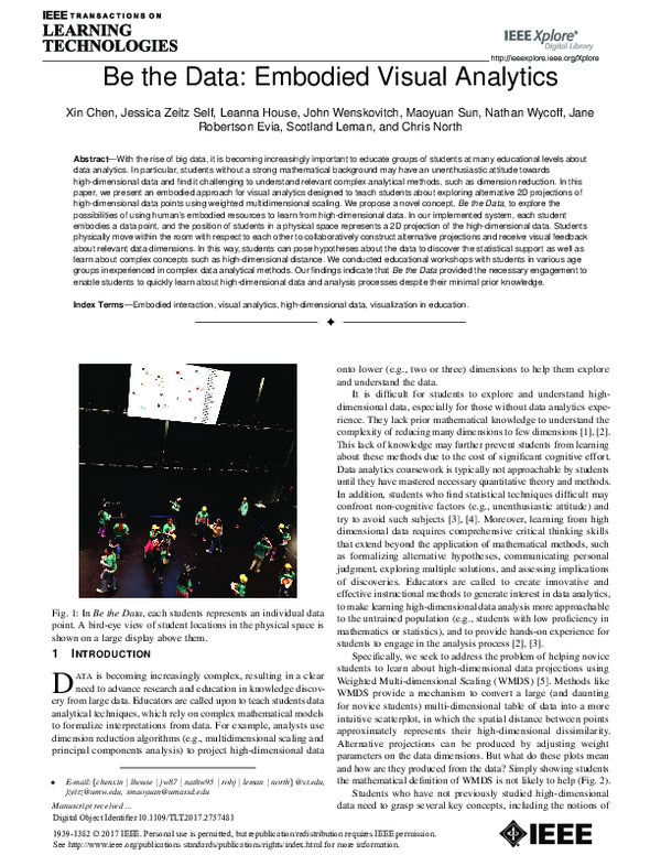 (PDF) Be the Data: Embodied Visual Analytics
