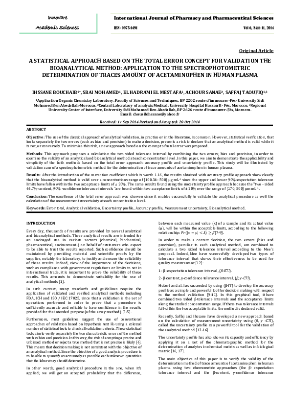 (PDF) A statistical Approach based on the total error concept for ...