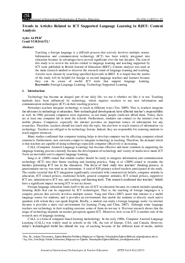(PDF) Trends in Articles Related to ICT Supported Language Learning in ...