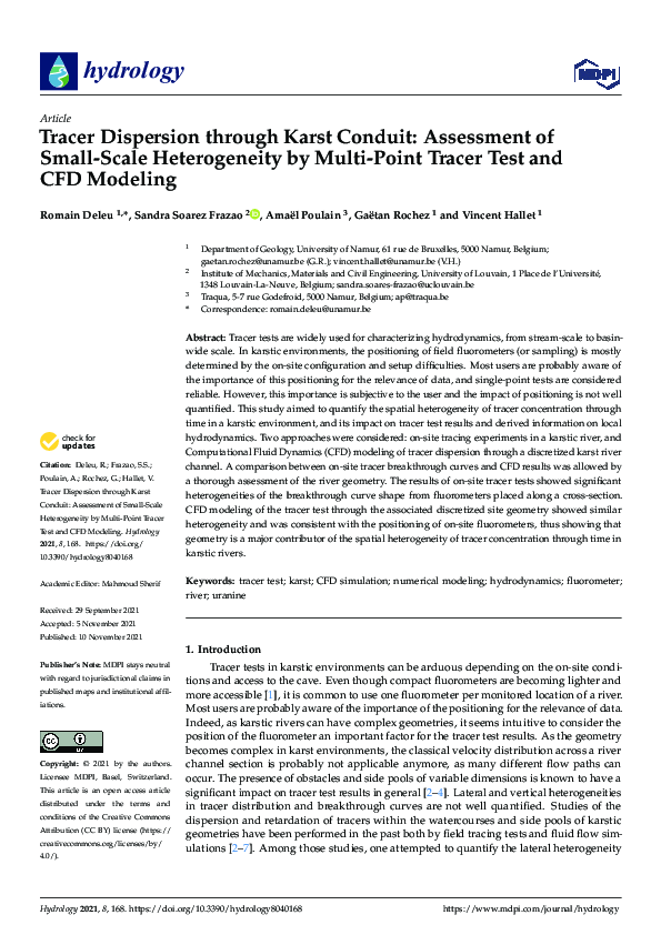 (PDF) Tracer Dispersion through Karst Conduit: Assessment of Small ...