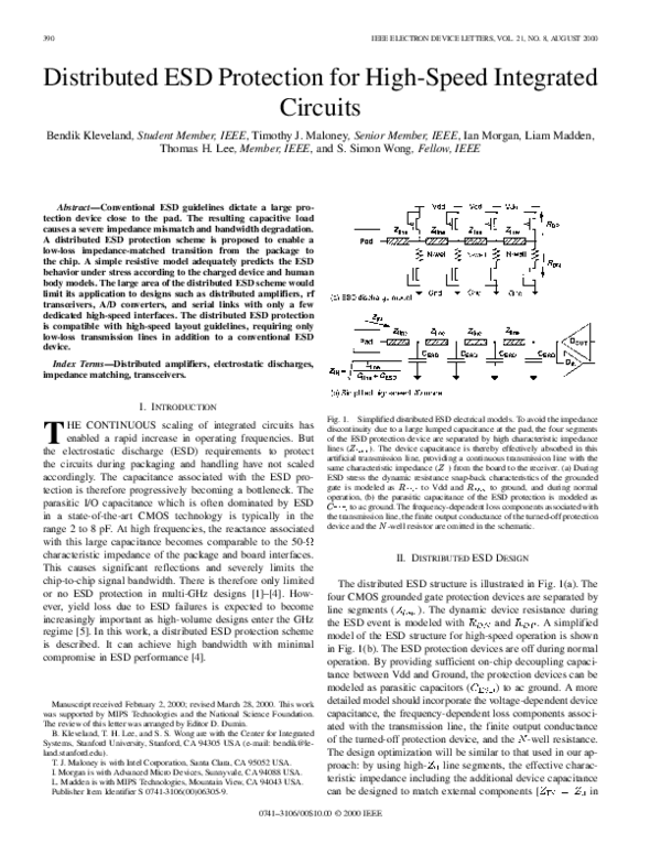 (PDF) Distributed ESD protection for high-speed integrated circuits