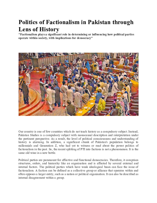 (DOC) Politics of Factionalism in Pakistan through Lens of History ...