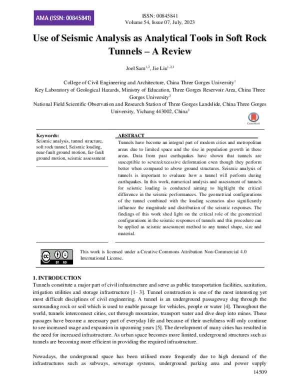 (PDF) Use of Seismic Analysis as Analytical Tools in Soft Rock Tunnels ...