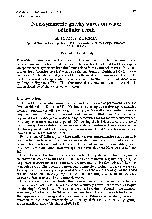 (PDF) Non-symmetric gravity waves on water of infinite depth