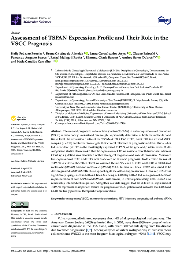 (PDF) Assessment of TSPAN Expression Profile and Their Role in the VSCC ...