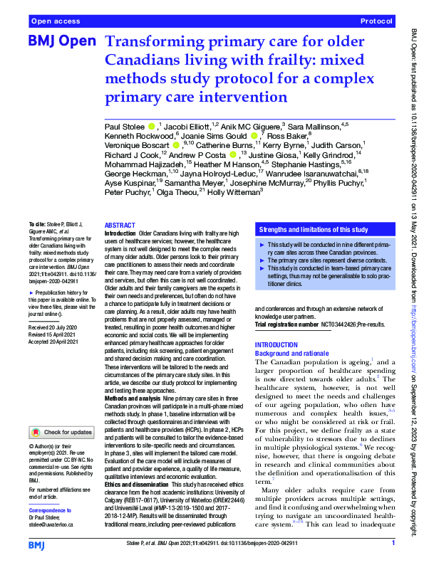(PDF) Transforming primary care for older Canadians living with frailty ...