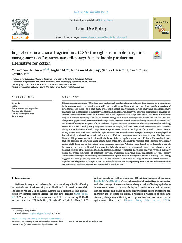 (PDF) Impact of climate smart agriculture (CSA) through sustainable ...