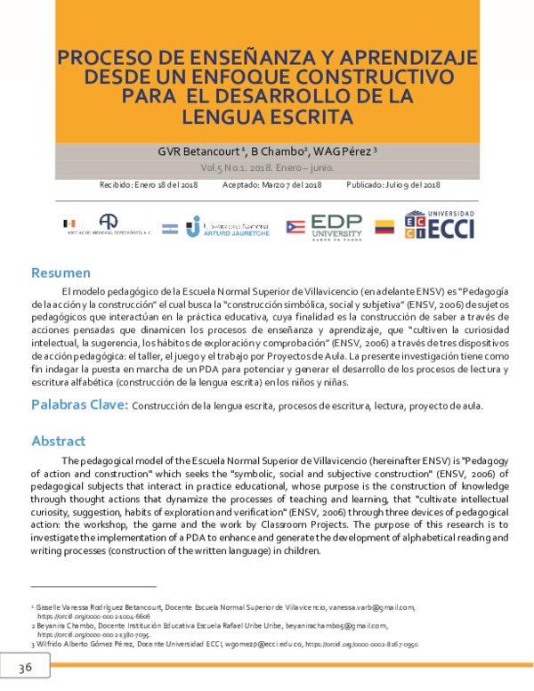 (PDF) Proceso De Enseñanza y Aprendizaje Desde Un Enfoque Constructivo ...