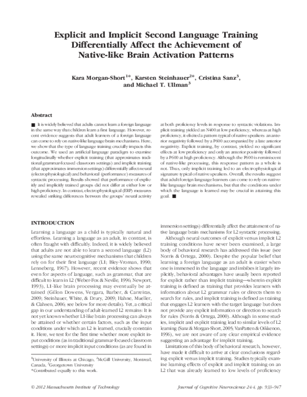 (PDF) Explicit and Implicit Second Language Training Differentially ...