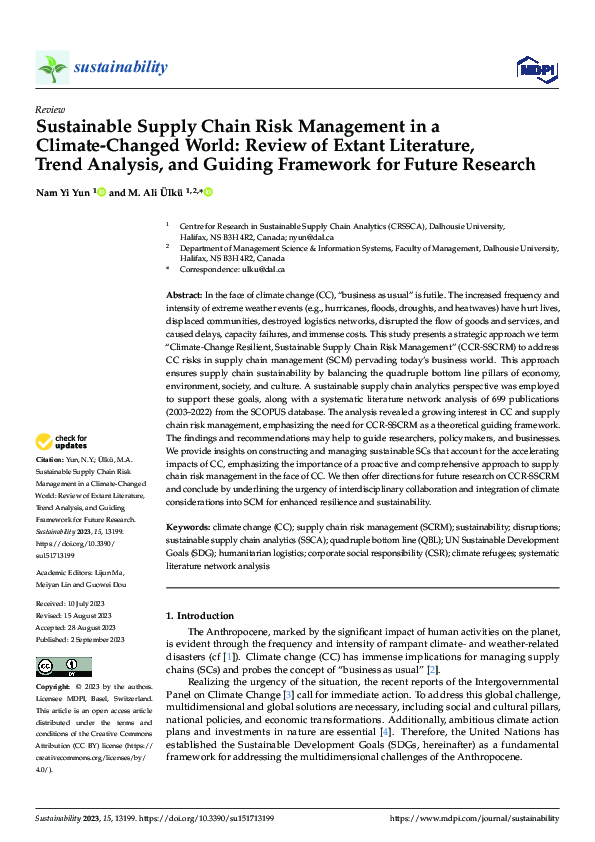 (PDF) Sustainable Supply Chain Risk Management in a Climate-Changed ...