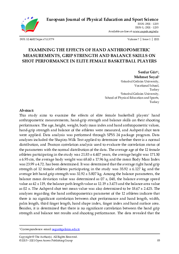 (PDF) Examining the Effects of Hand Anthropometric Measurements, Grip ...