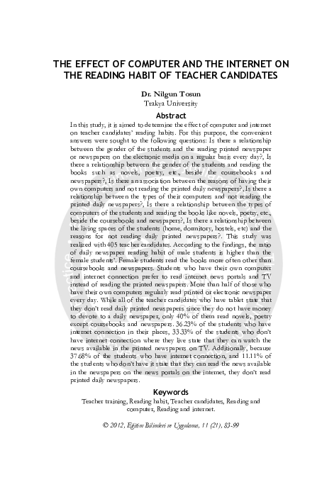 (PDF) The Effect of Computer and the Internet on the Reading Habit of ...