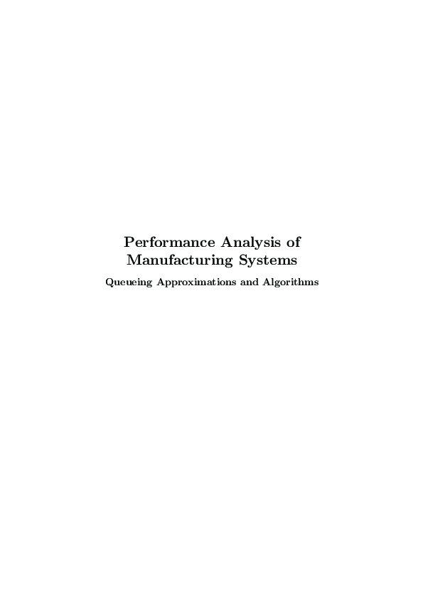 (PDF) Performance Analysis of Manufacturing Systems