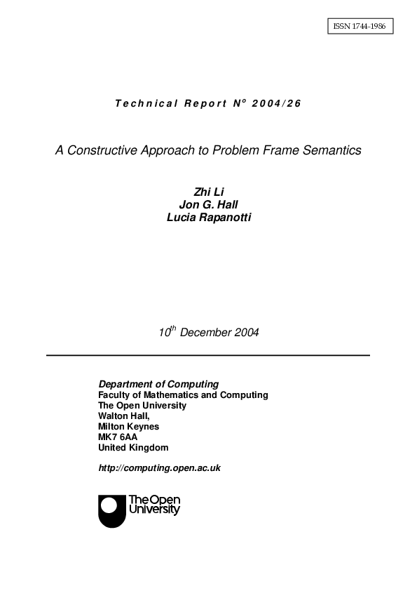 (PDF) A constructive approach to problem frame semantics