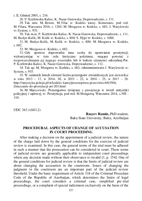 (PDF) Procedural aspects of change of accusation in court proceeding