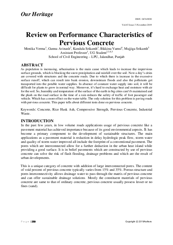 (PDF) Review on Performance Characteristics of Pervious Concrete