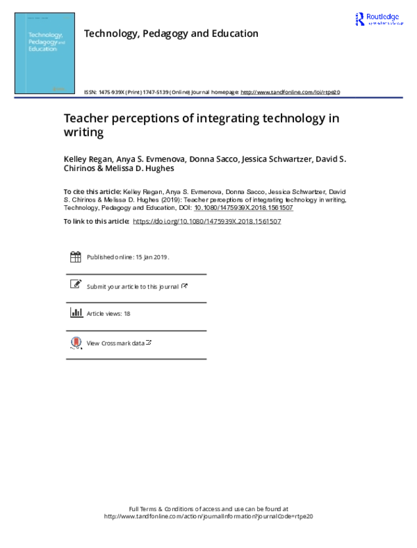 (PDF) Teacher perceptions of integrating technology in writing