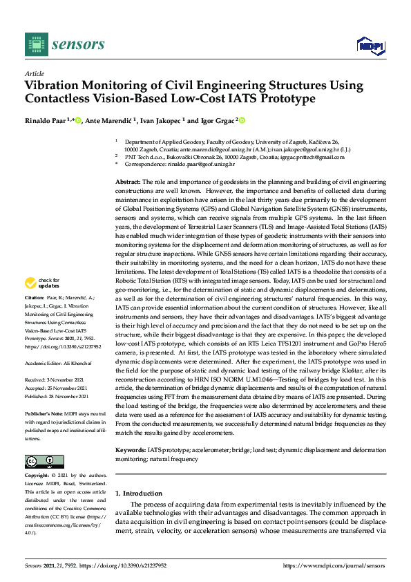 (PDF) Vibration Monitoring of Civil Engineering Structures Using ...