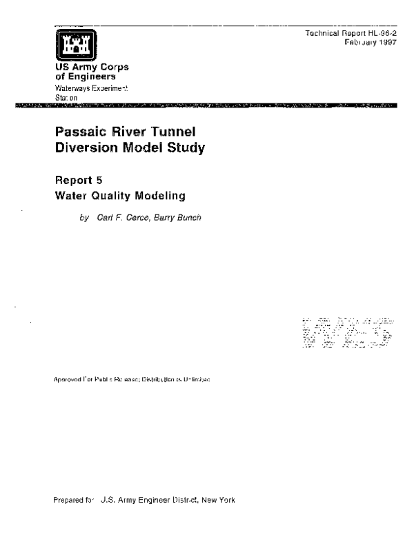 (PDF) Passaic River Tunnel Diversion Model Study Report 5 Water Quality ...