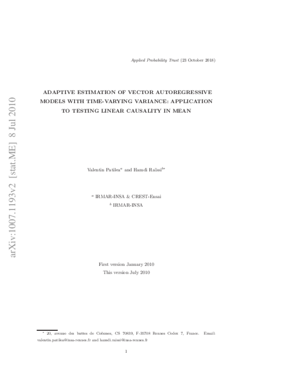 (PDF) Adaptive estimation of vector autoregressive models with time ...