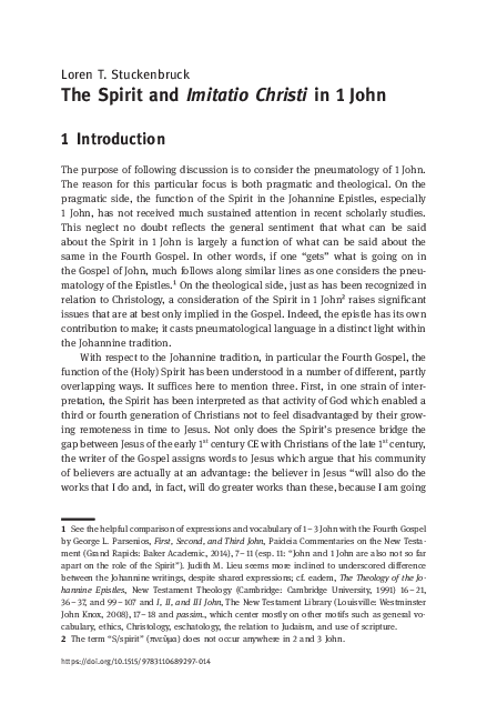 (PDF) The Spirit and Imitatio Christi in 1 John