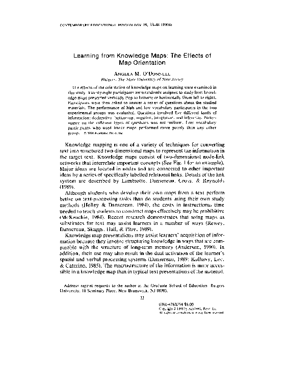 (PDF) Learning from Knowledge Maps: The Effects of Map Orientation