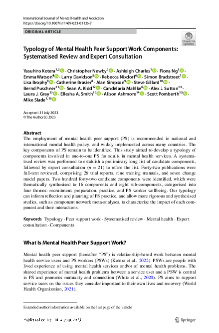 (PDF) Typology of Mental Health Peer Support Work Components ...