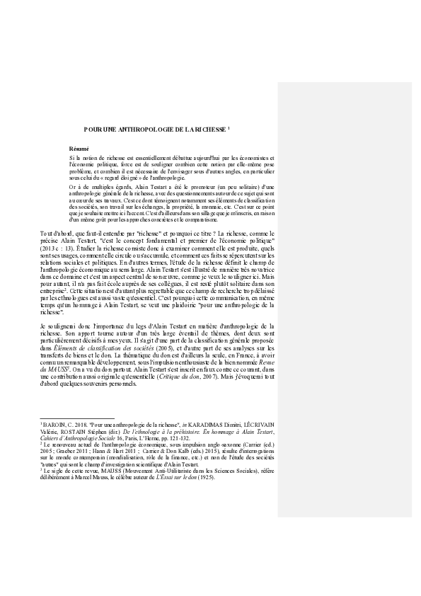 (PDF) POUR UNE ANTHROPOLOGIE DE