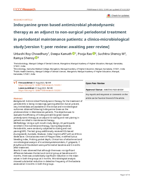 (PDF) Indocyanine green based antimicrobial photodynamic therapy as an ...